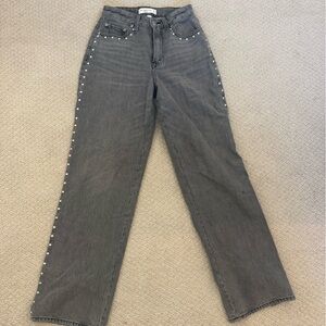 Abercrombie & Fitch Gray Straight Leg Jeans with Studs